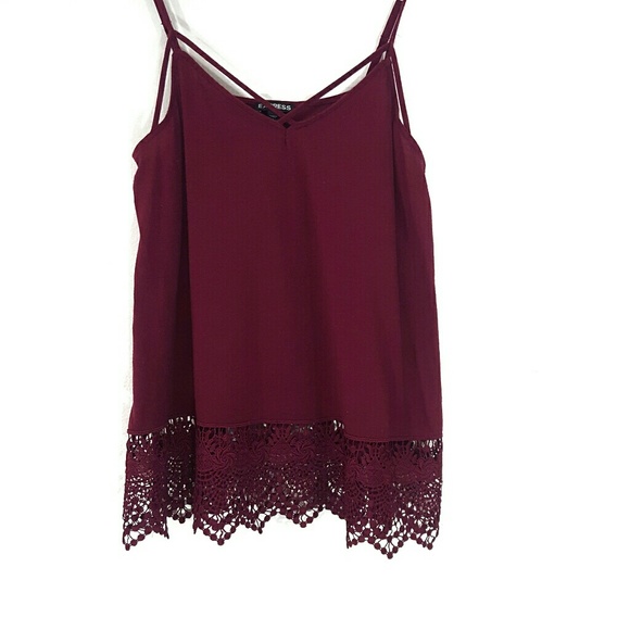 Express Tops - Express spaghetti strap lace hem top